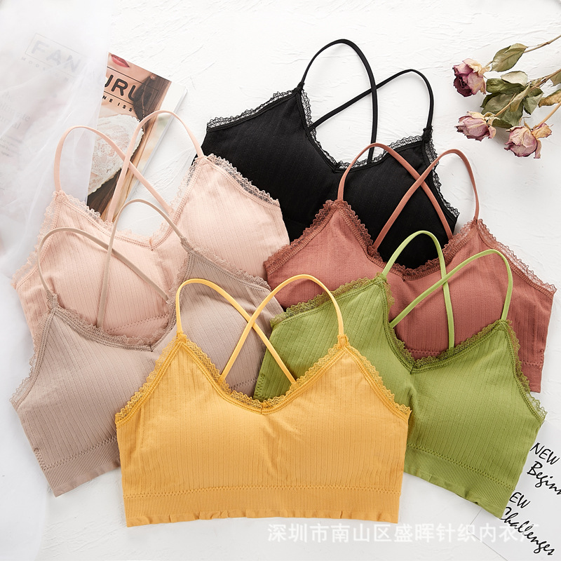 春夏裹胸抹胸内衣女学生运动无钢圈防走光美背吊带小背心聚拢文胸|ru