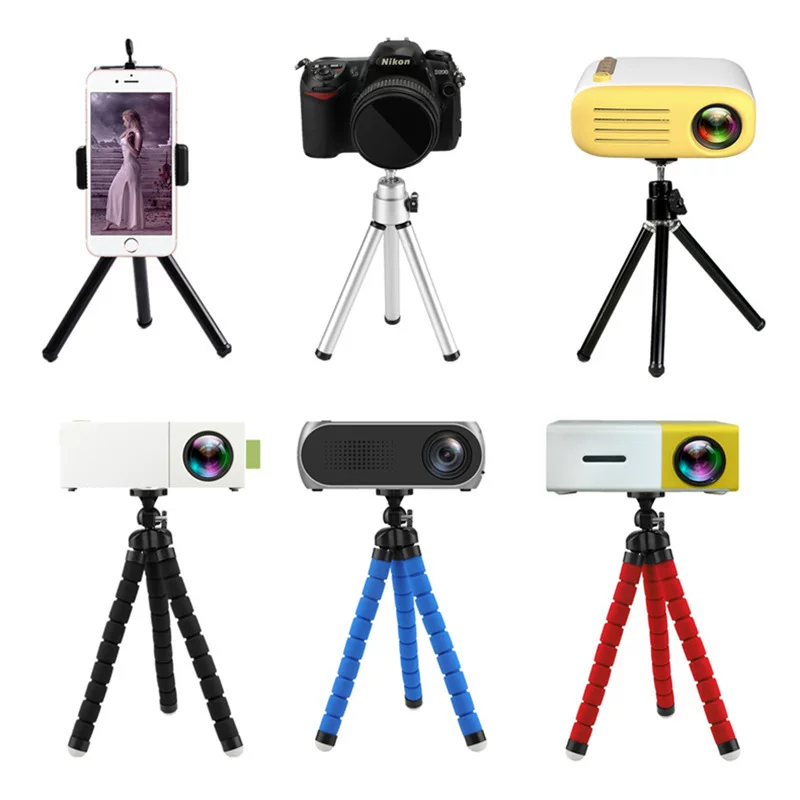 Mini Universal Tripod for Projector/Phone/Camera, 6.0 mm Mount, Foldable & Bendable Legs