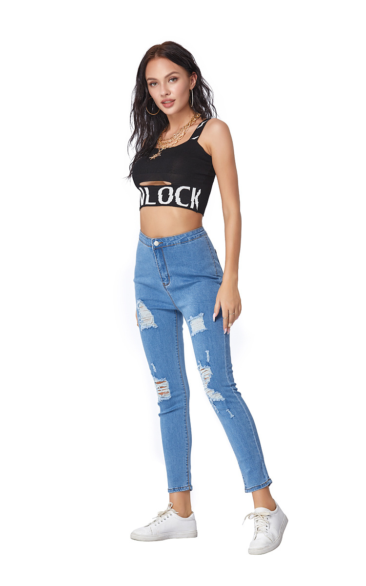fashion stretch slim ripped demin pants NSSY9869