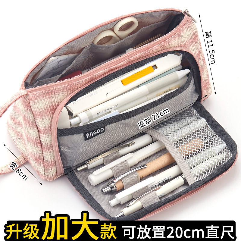 Caja de lápices de lona de gran capacidad transfronteriza Corea del Sur simple estilo retro artístico lindo multifuncional Internet celebridad papelería caja