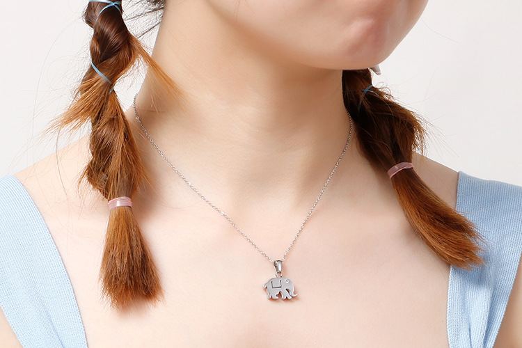 fashion stainless steel auspicious elephant creative clavicle necklace earrings jewelry set wholesal