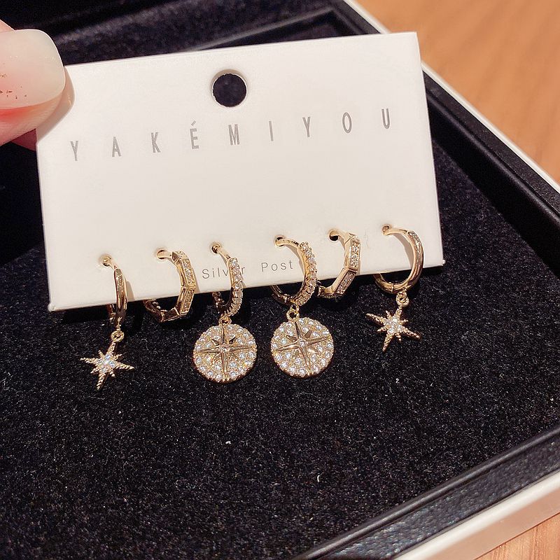 Yakemiyou Fashion Star Copper Zircon Earrings display picture 1