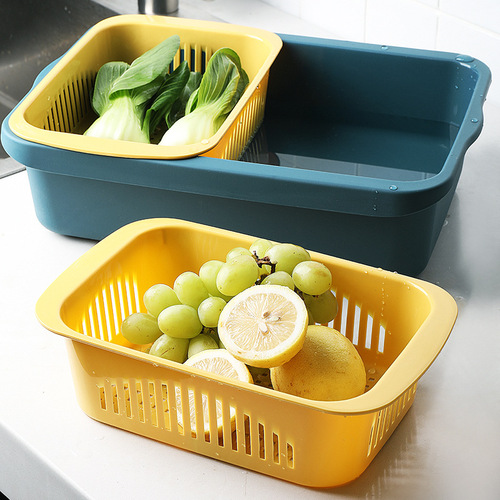 多层分类沥水篮水槽置物架塑料长方形洗菜盆多功能创意双层沥水盆