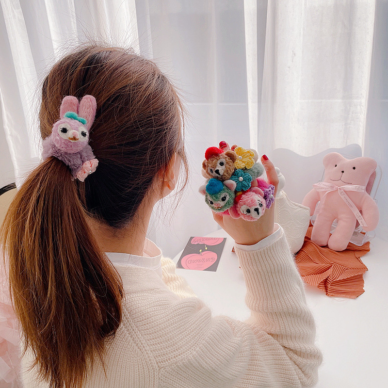 Cartoon Color Matching Furry Hair Ring Hair Clip display picture 18