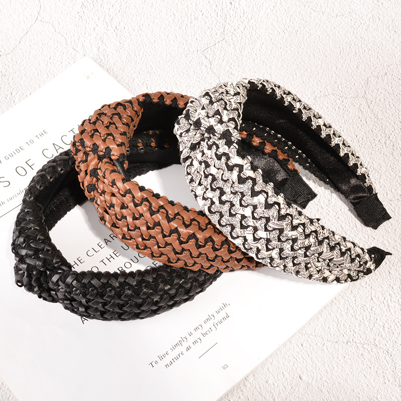 Knotted Leather Braided Headband display picture 2