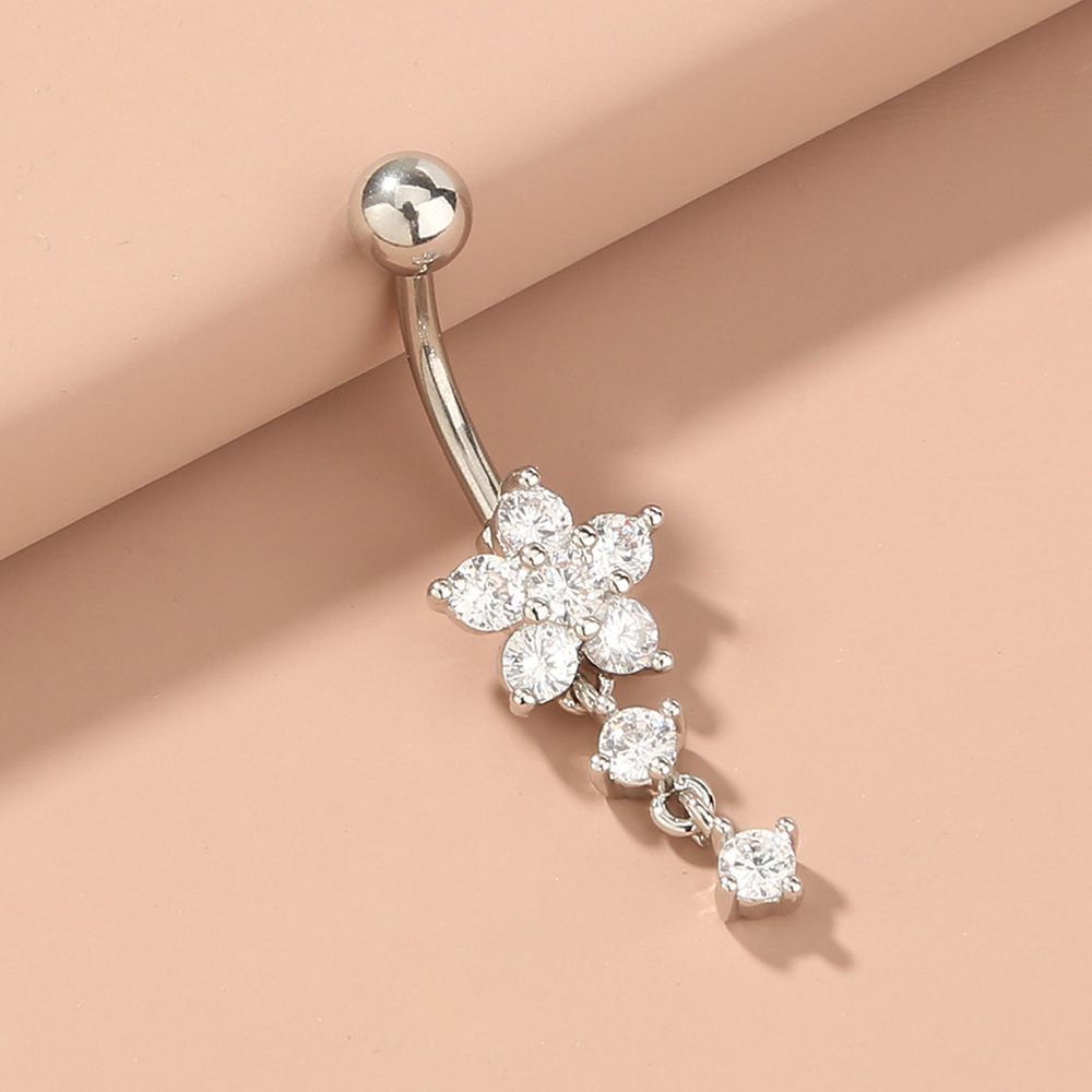 New Sexy Tassel Flower Zircon Belly Button Ring display picture 5