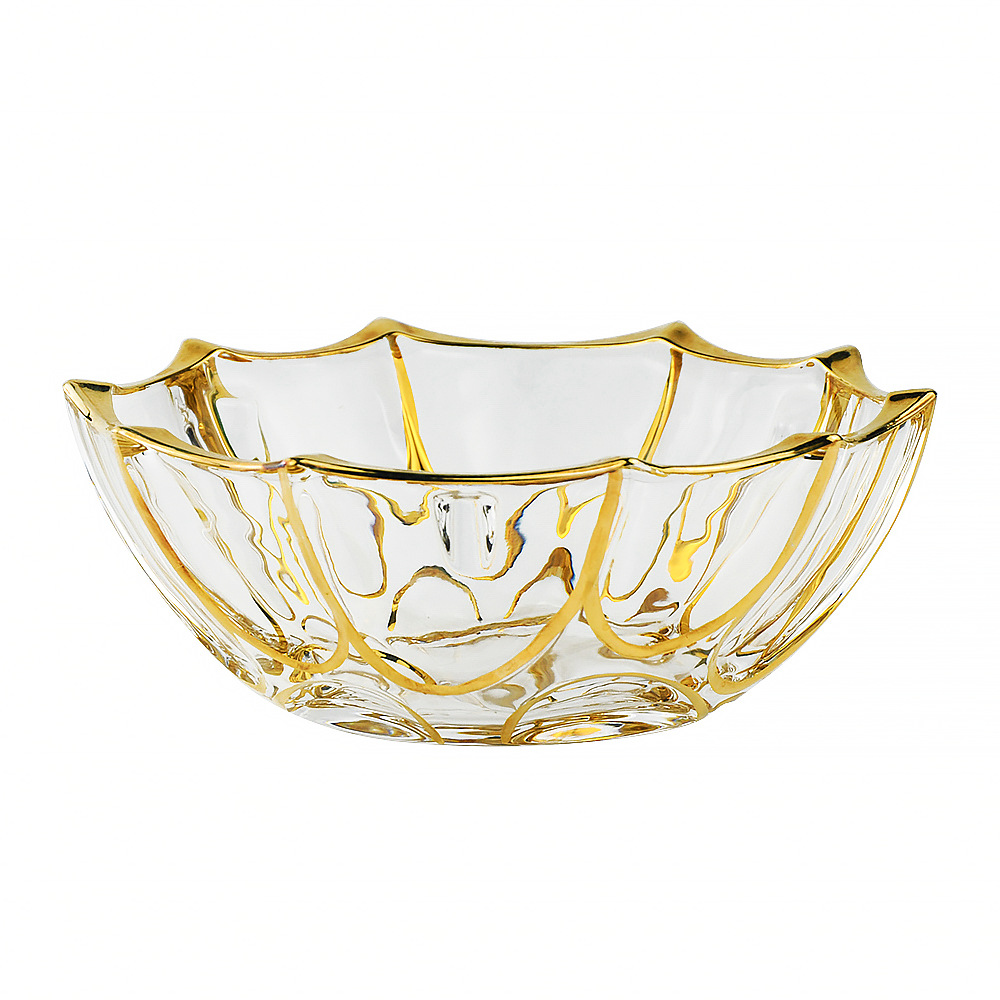 欧式出口水晶玻璃果盘带脚果斗家用透明时尚水果盘零食盘客厅摆件