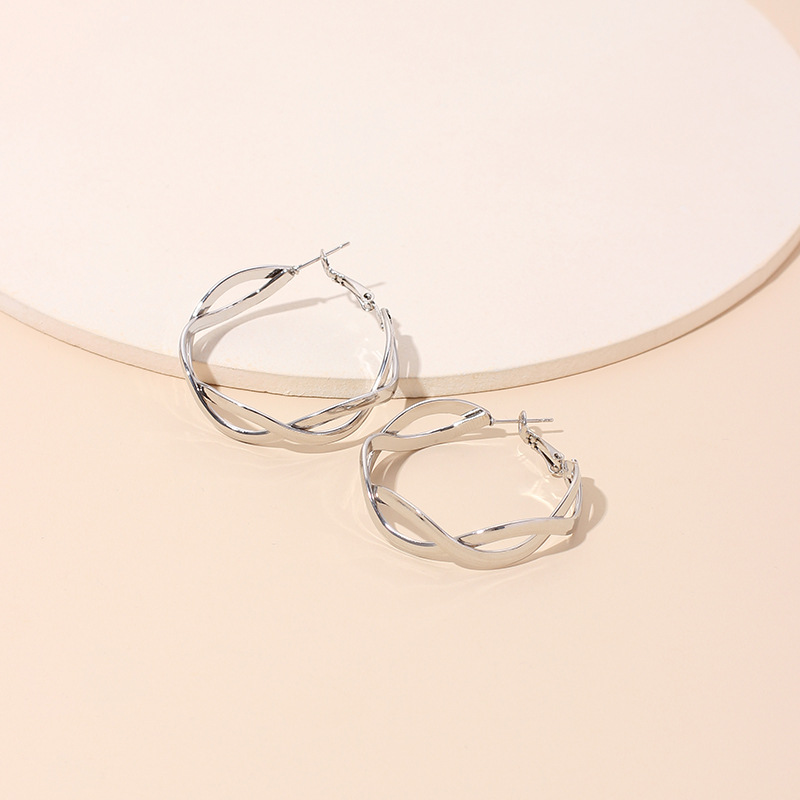 14g Weight Earrings Classification Wedding, Birthday Occasion Geometric Pattern Women'S Gender Gold, Silver Color New Ladies Geometric Big Circle Earrings Wholesale Nihaojewelry 4