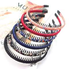 韓版簡約百搭帶齒發卡發箍寬邊防滑卡子頭飾布藝發箍劉海頭箍批發