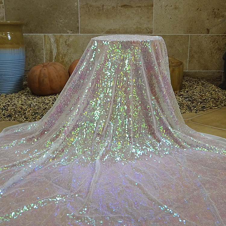 Mesh embroidered sequin fabric Sequin em...