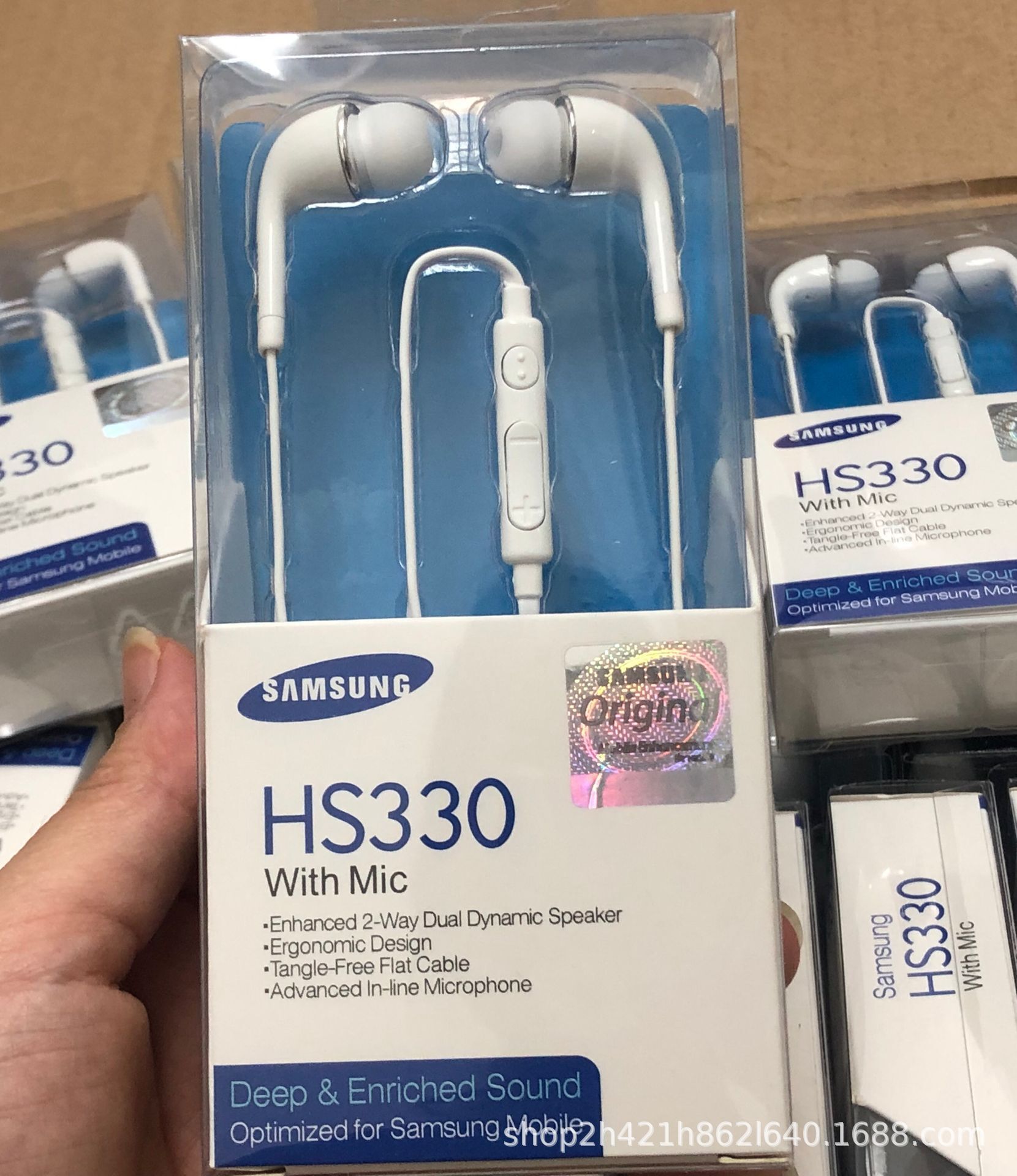 适用三星S4 i9500原装耳机 j5入耳式重低音HS330带麦线控通用耳机