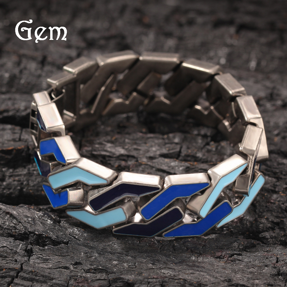 Europeo y americano simple hip hop hombres pulsera color gota aceite personalidad retro forma geométrica aleación pulsera joyería