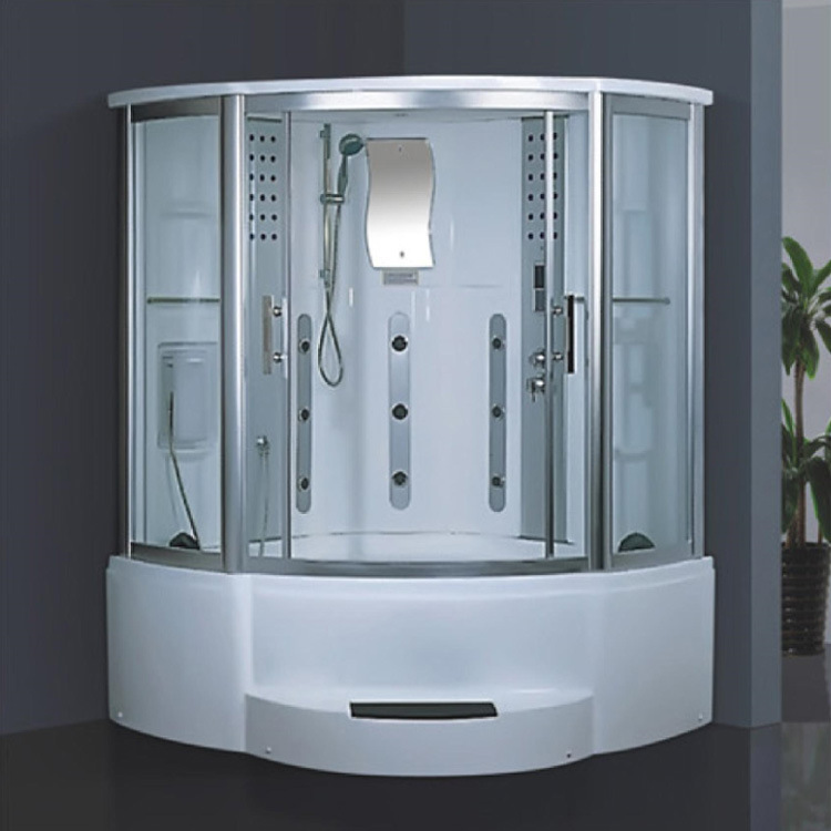 Sala de vapor blanca en forma de abanico de 1,5 m con bañera sala de sauna de vapor húmedo baño completo baño Baño