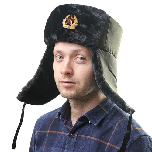 Soviet emblem Lei Feng hat outdoor cold protection Northeastern thickened velvet men and women winter cycling warm ear protection cotton hat