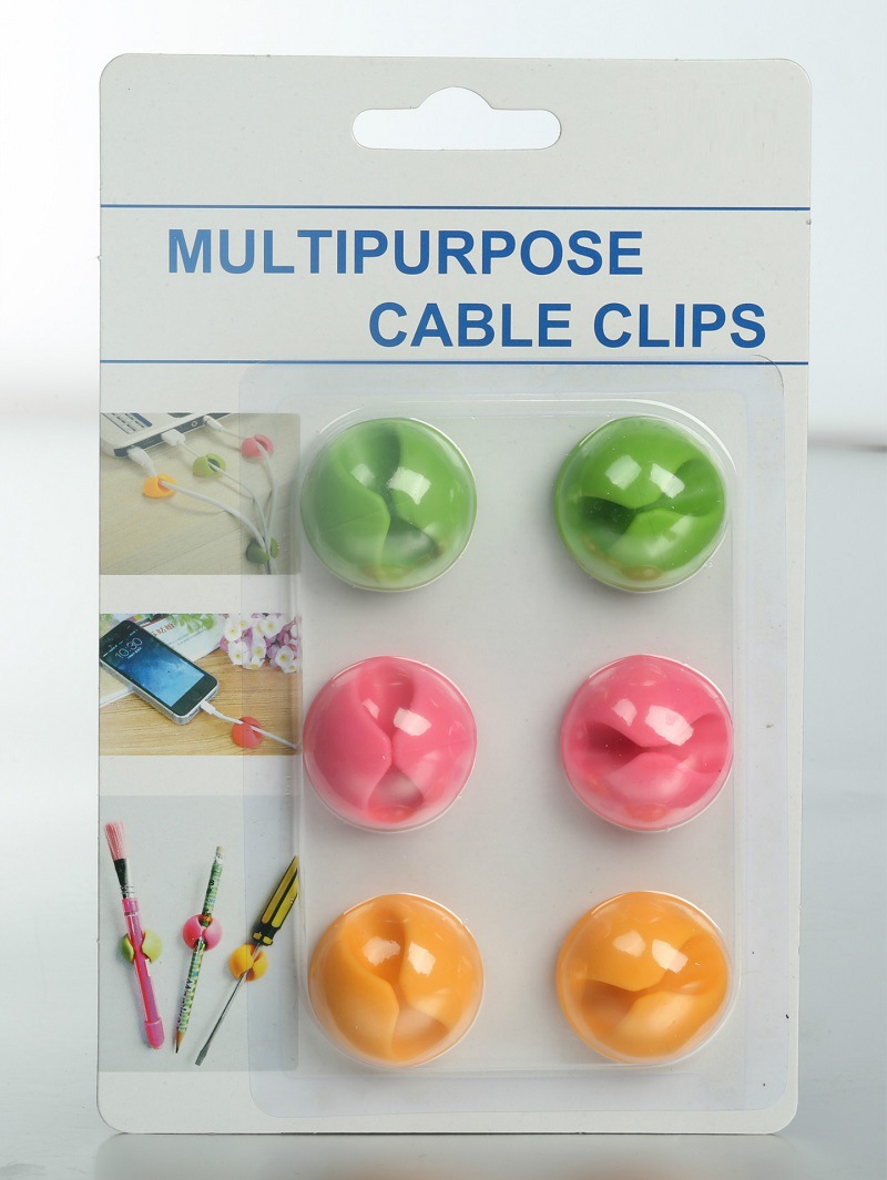 跨境桌面墙面电线固定自粘线夹子 网线整理卡扣 理线固线器6个装