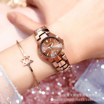 2020抖音手表直播輕奢女表複古網紅鎢鋼色女士手表韓版簡約氣質