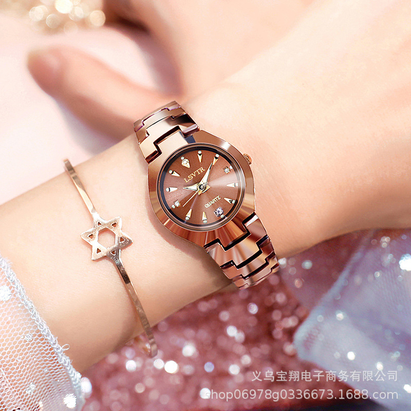 2020抖音手表直播輕奢女表複古網紅鎢鋼色女士手表韓版簡約氣質