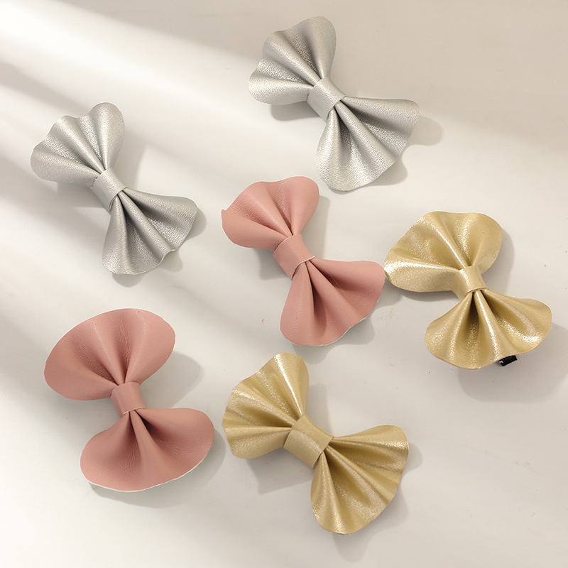 Reines Farbiges Volles Pu Bowknot Koreanisches Haarspangenset display picture 3