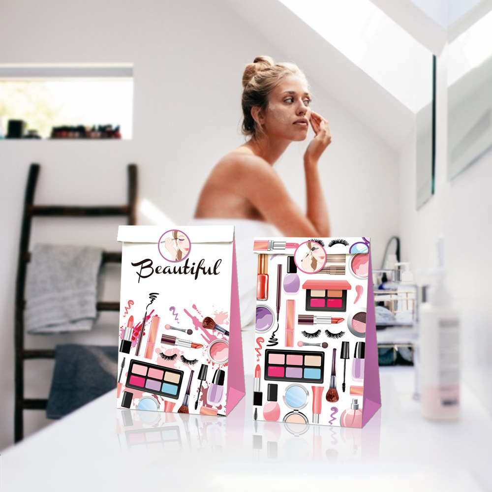 LB039亚马逊外贸wish 化妆品收纳礼品包装生日派对纸袋牛皮纸防油