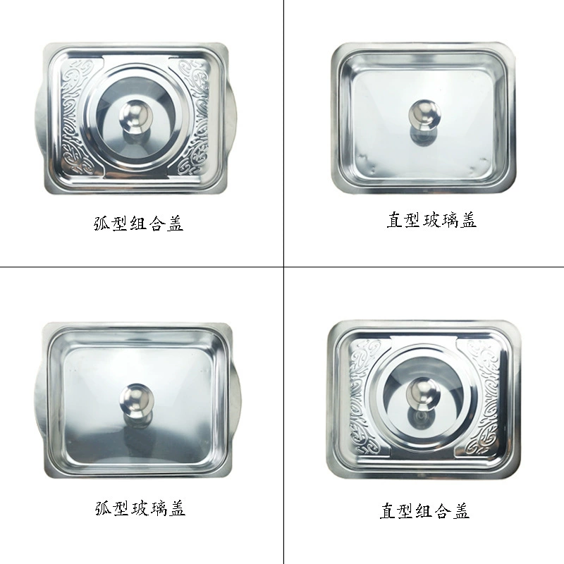 Прямая дуговая обеденная плита Отель Столовая обеденная тарелка Обеденная плита из нержавеющей стали Комбинированная крышка Овощная раковина Плита самообслуживания