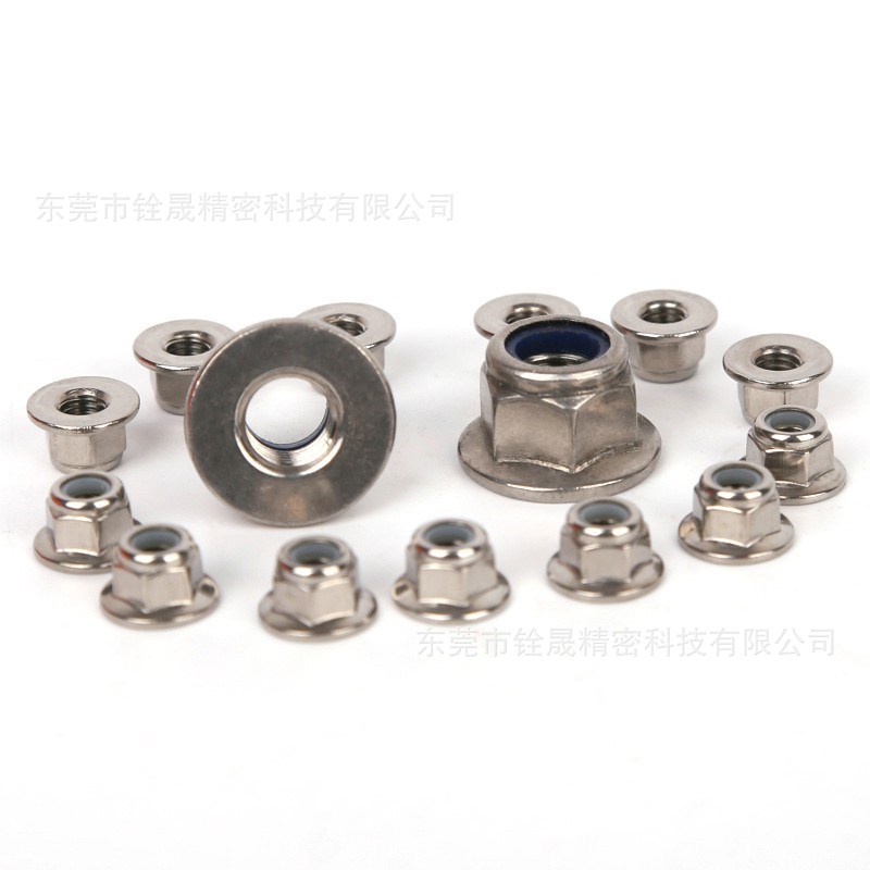 六角带垫法兰防松螺母 防滑锁紧螺帽 不锈钢SUS304螺母螺丝