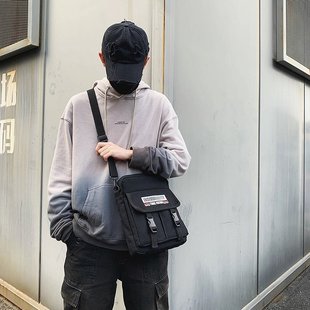 Men's Small Satchel Casual Korean Style Shoulder Bag Men's Trendy Brand Student Vintage Japanese Style Crossbody Bag Postman Women's Canvas Bag