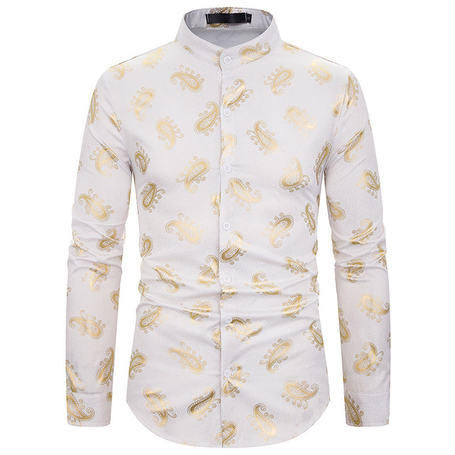 Men’s fashionable long sleeve printed shirt