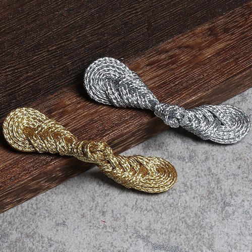 Gold and silver wire pipa buckle Chinese style retro women's skirt Hanfu cheongsam pipa buckle hand-woven gold button