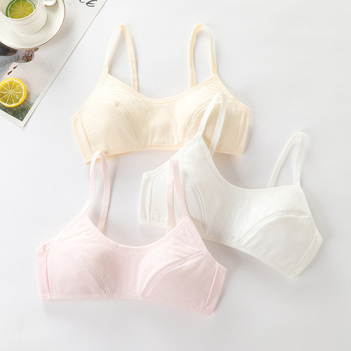 Underwear for female students in developmental period, junior high school students, pure cotton suspenders, breathable, wire-free, comfortable and anti-bump bra