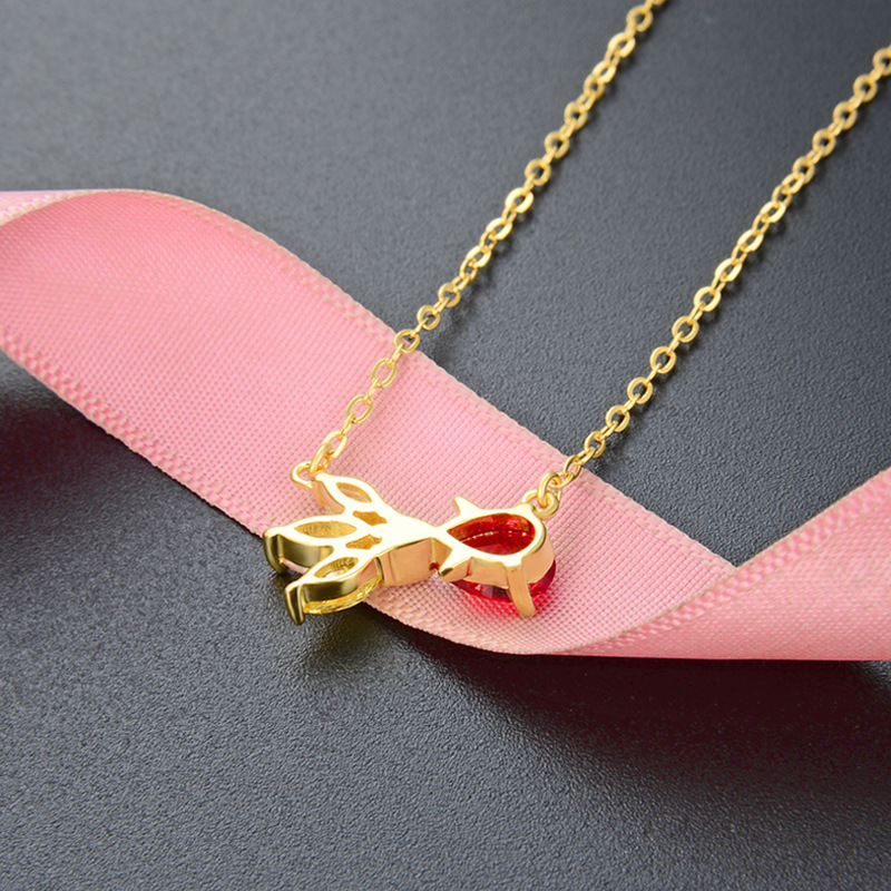 Cristal sintético chapado en oro s925 plata collar fuente fábrica al por mayor dulce fresco Mori mujeres collar