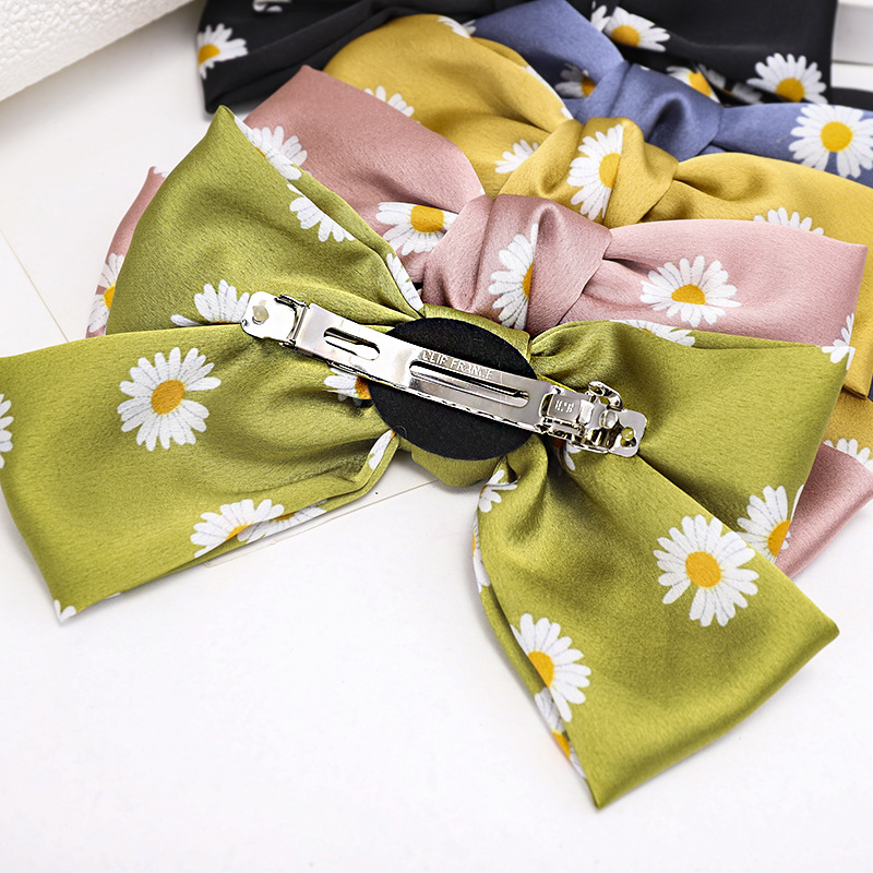 Korean New Fashion Hairpin Double Bow Print Daisy Cheap Spring Clip display picture 3