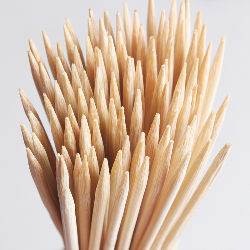 Fábrica personalizada desechable palo de bambú barbacoa palo cadena incienso picante barbacoa caliente larga cadena Tenedor de fruta de Bambú