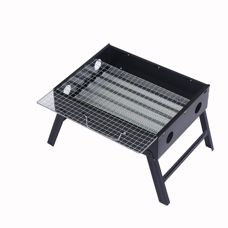 Fábrica al por mayor pequeña Parrilla de barbacoa de carbón de acero dorado negro pequeña Parrilla de barbacoa al aire libre