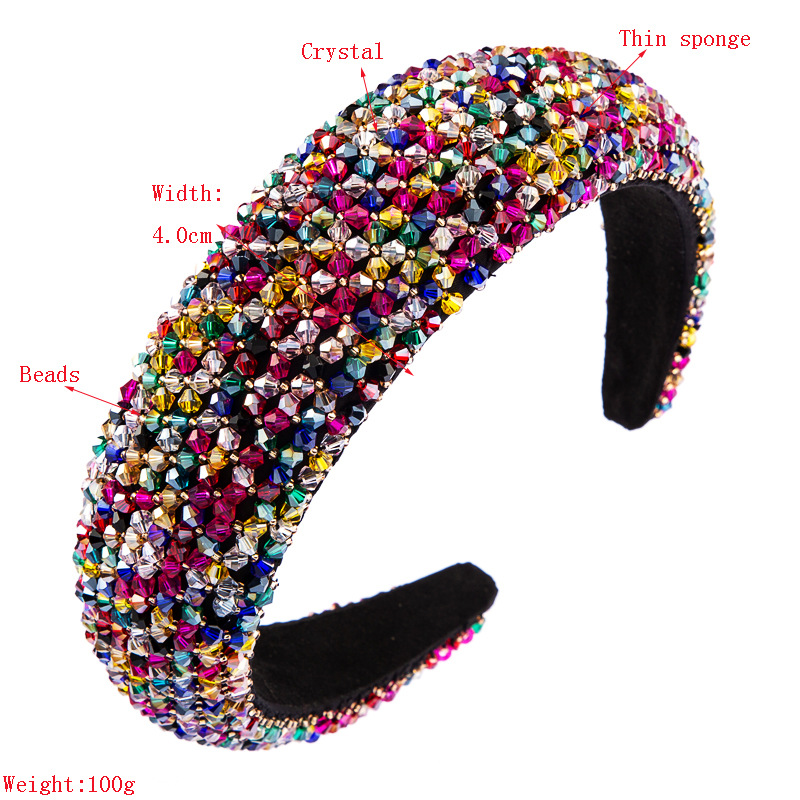 Fashion Wide-sided Exaggerated Thin Sponge Crystal Mesh Prom Women's Headband display picture 1