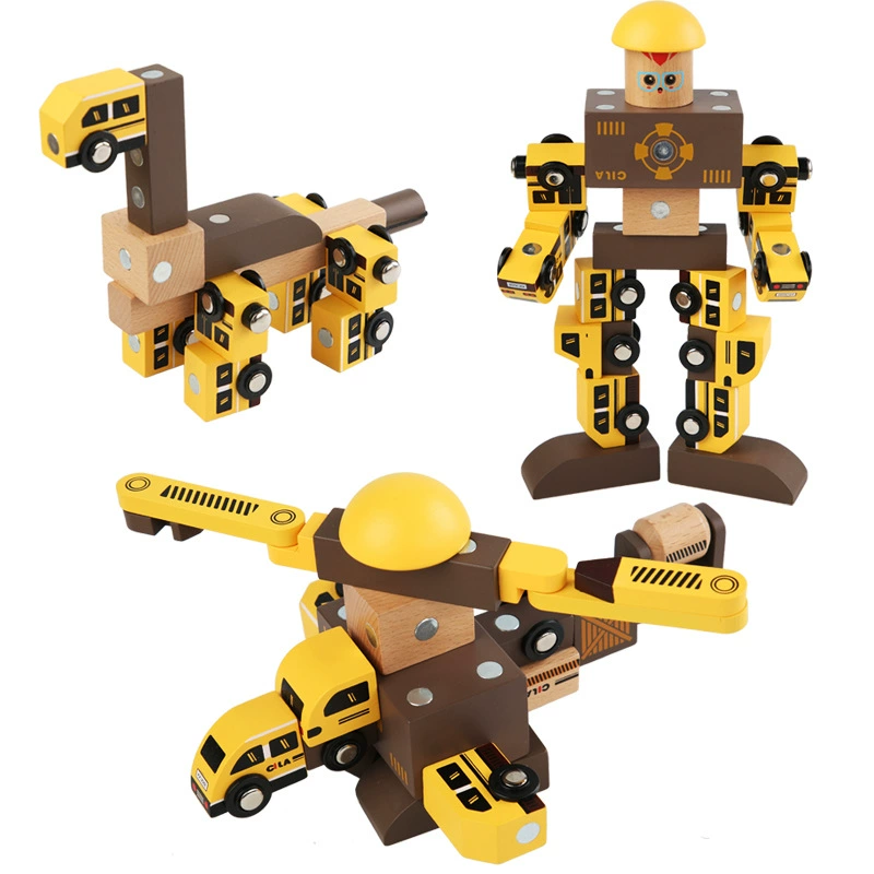 Creative magnetic robot, variable constructor, train railed, set, handmade