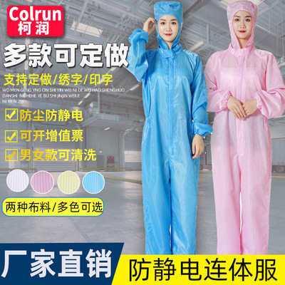 Anti-static clothing Hooded Clean clothes men and women coverall goods in stock dustproof Protective clothing Clean workshop Jumpsuit