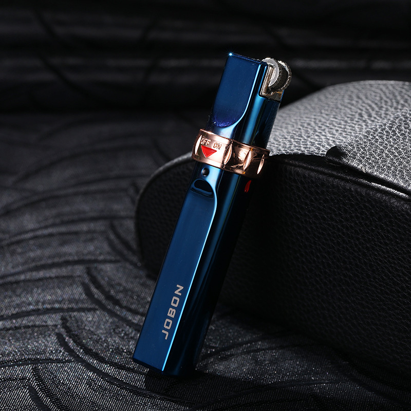 厂家直销直冲打火机蓝焰充气火石砂轮打火机金属创意强风高温批发|ms