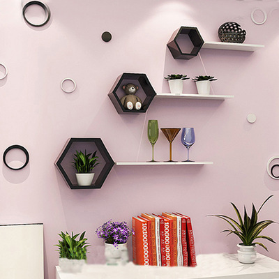 創意格子壁挂木質牆壁挂架牆上置物架臥室簡約進門隔斷裝飾