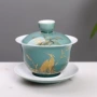 霁蓝大号陶瓷泡茶盖碗