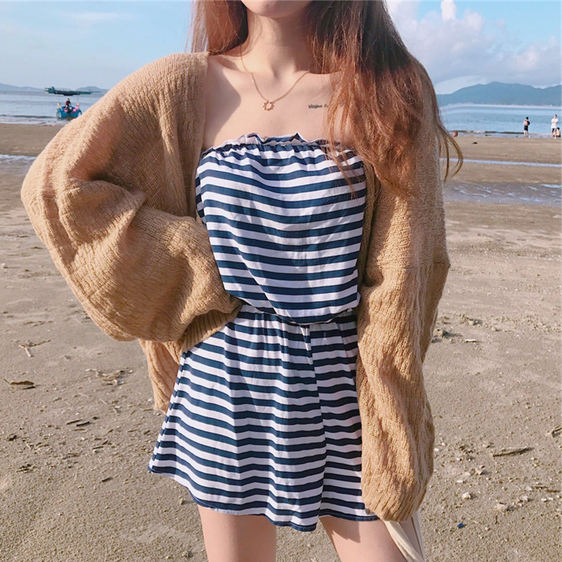 Chaqueta corta de punto estilo coreano, holgada, fina, versátil, adelgazante, con protección solar, para verano 2025, tipo cárdigan de manga larga, camisa tipo chal para aire acondicionado