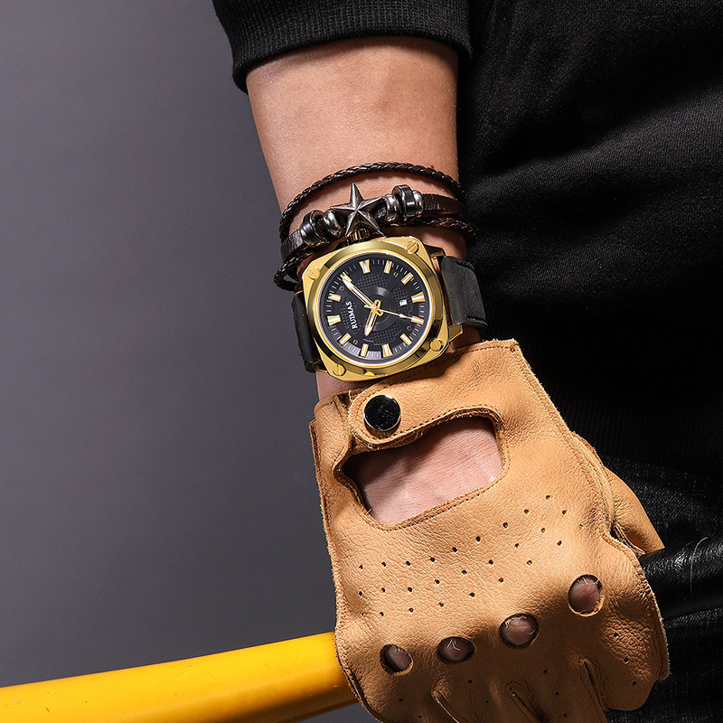 速卖通热卖瑞马仕RUIMAS男手表 时尚简约三针方壳夜光石英腕表303