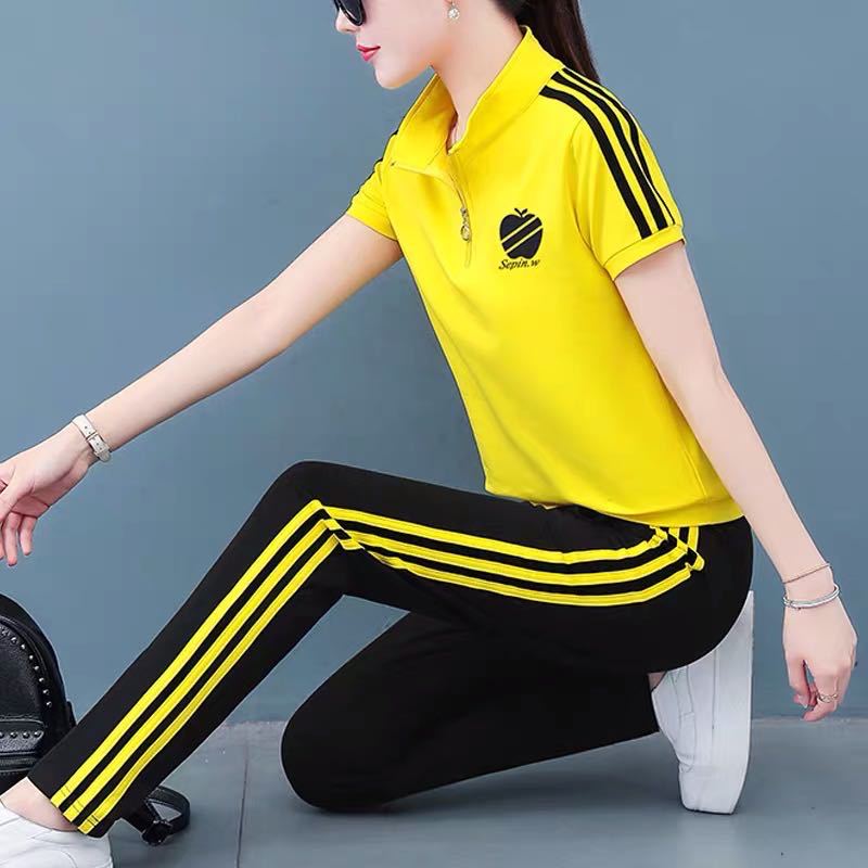 休闲运动套装女夏2020夏款宽松短袖长裤夏装夏天时尚显瘦两件套潮