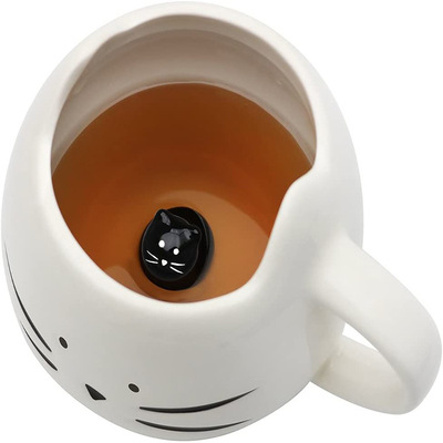 黑白猫马克杯 创意可爱陶瓷杯小猫咖啡水杯外贸跨境定 制一件代发|ru
