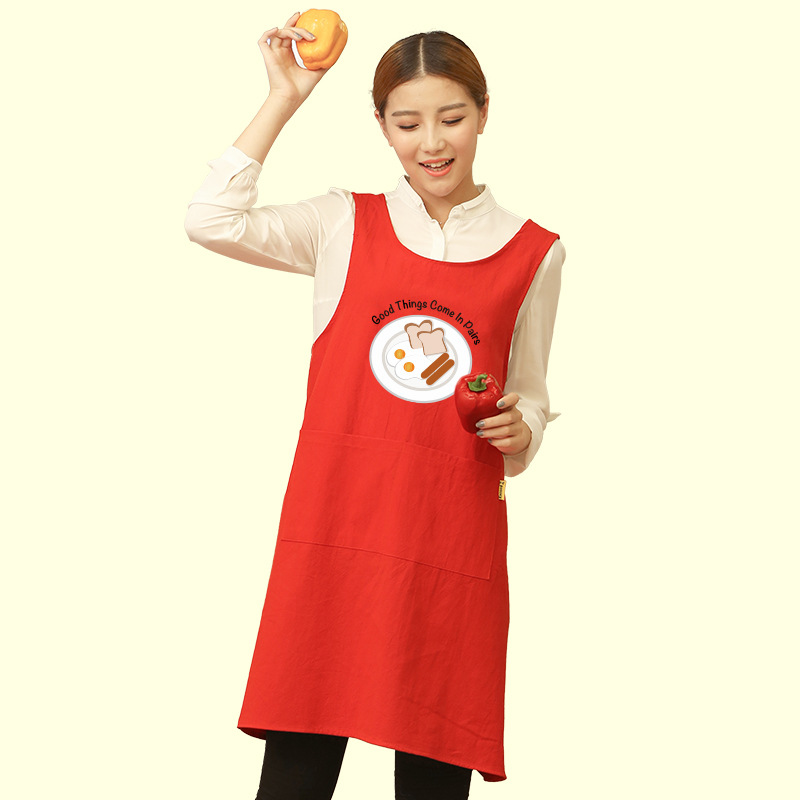Delantal cocina del hogar camarero ropa de trabajo de estilo coreano de las mujeres de moda de los hombres lindos anti-fouling cintura de impresión de logotipo personalizado