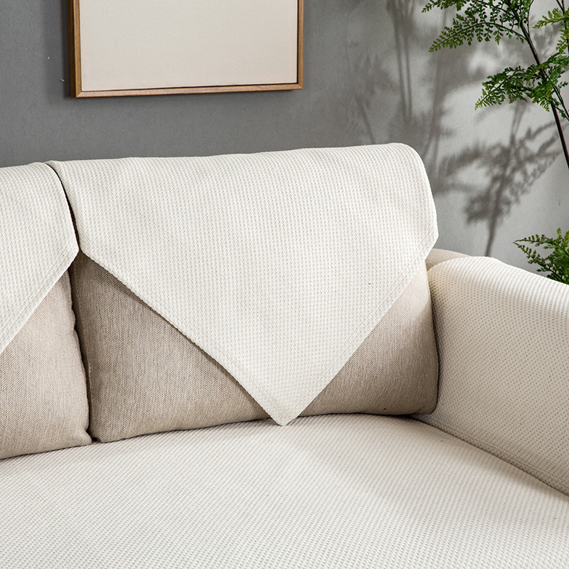 Housse de coussin de canapé en tissu blanc hiver, style nordique, unie, simple et moderne, toutes saisons, antidérapante._voghion.com