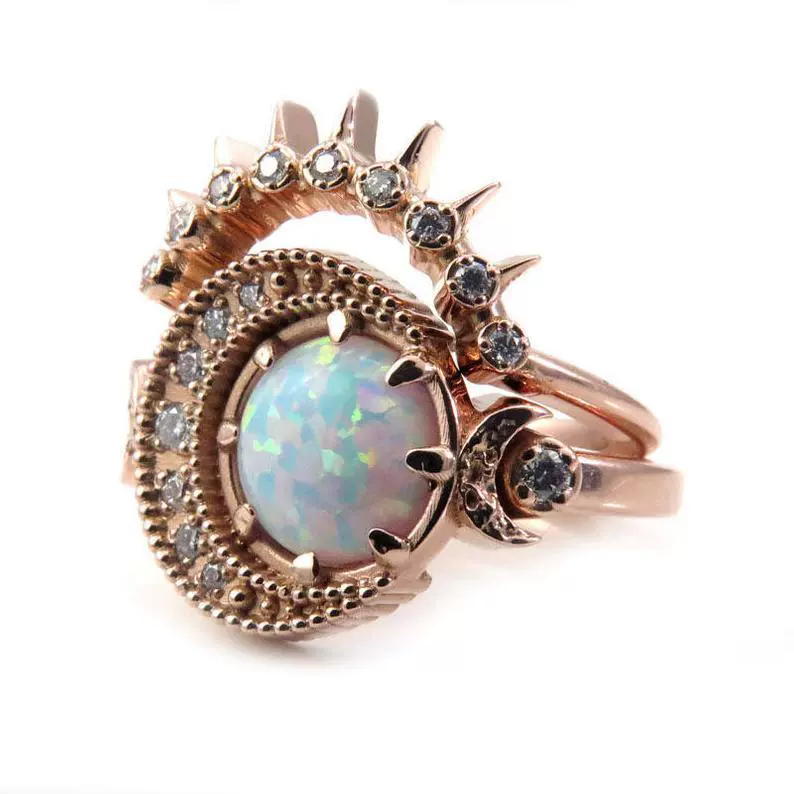 Metal ring, golden stone inlay for beloved, accessory, (Cross-border trading), European style, pink gold