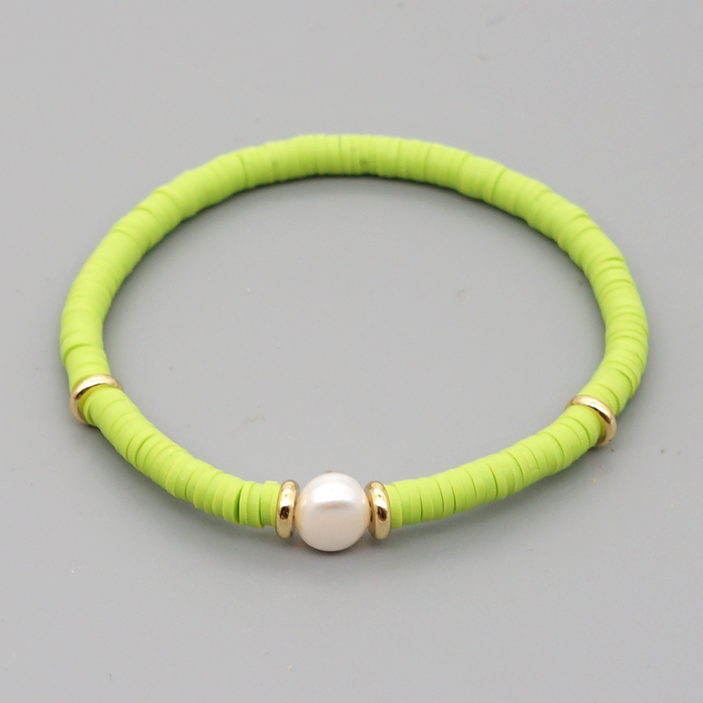 Fashion Bohemian Beach Style Natural Baroque Pearl Color Soft Ceramic Letter Bracelet For Women display picture 42