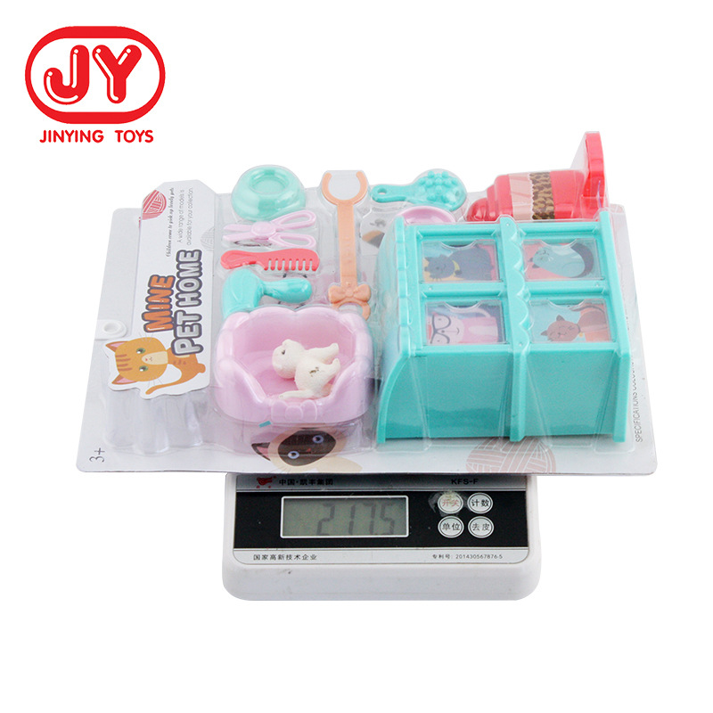 Suministro transfronterizo animal play House simulación de juguete de alimentación modelado cuidado mascota gato fábrica de juguetes al por mayor