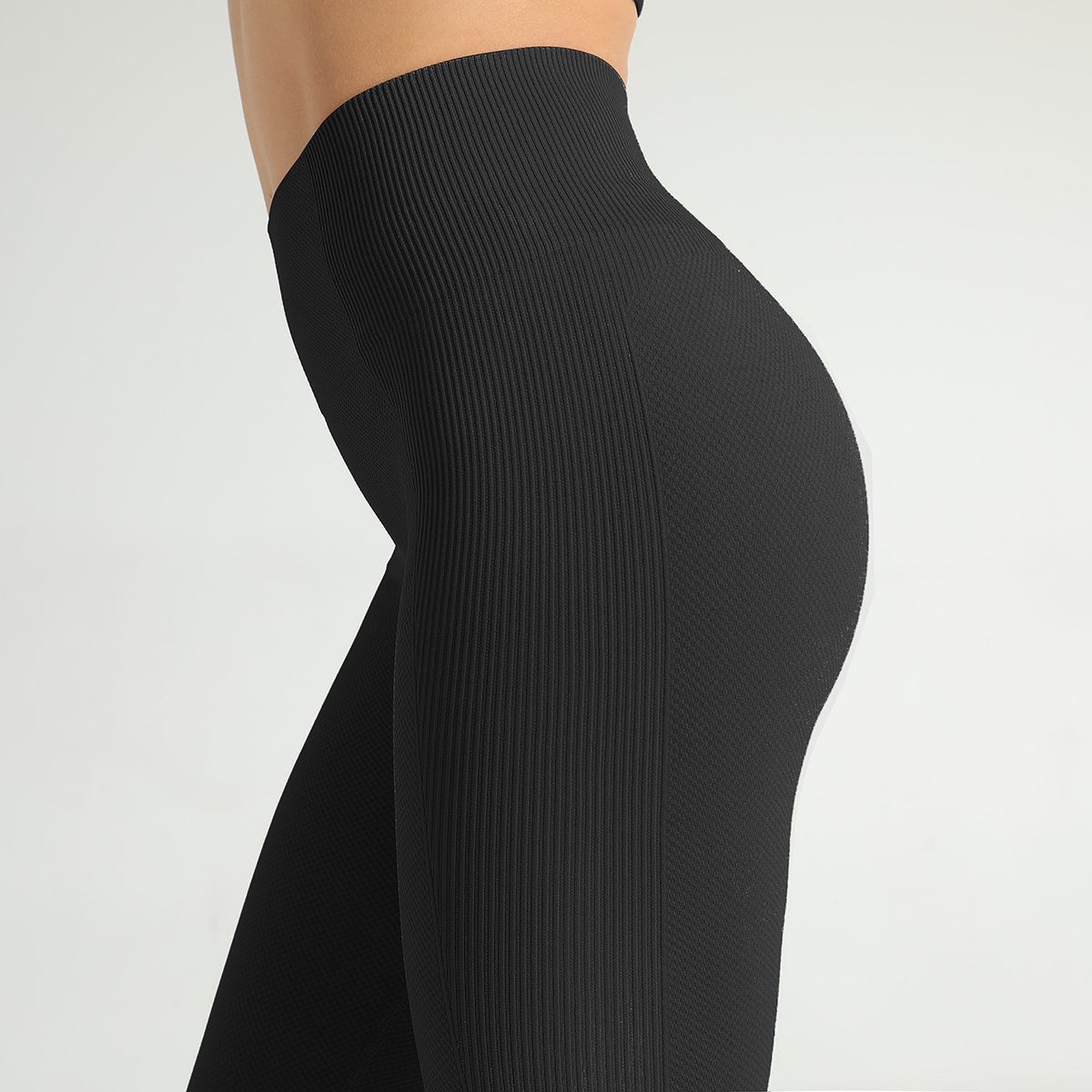 seamless solid color striped moisture wicking yoga pants  NSNS12222