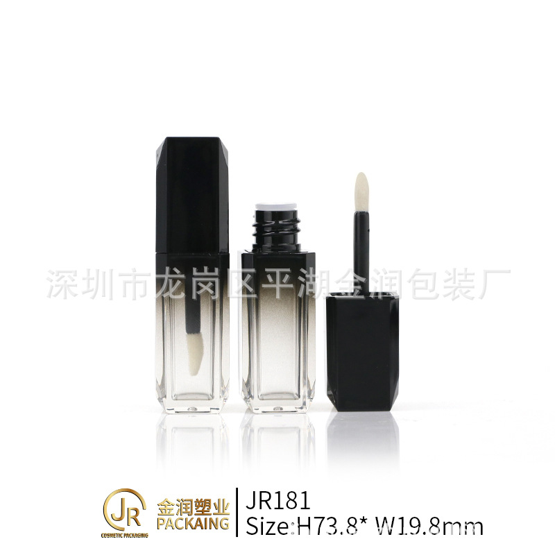 厂家直销新款黑色方形渐变唇彩管包材DIY唇釉管现货供应支持订做